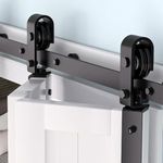 28" Bifold Sliding Barn Door Hardware Track Kit, Side Mounted Black Roller, Smoothly and Quietly, Assembly Easy, Fit Double 12" Bi-Folding Doors (Door Not Included)