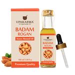 UPAKARMA Badam Oil | Pure and Natural Cold Pressed Sweet Almond/Badam Rogan Oil | Promotes Skin & Hair Health, 100ml - Pack of 1