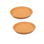 Lasaki Round Ceramic Trays (Plates Saucers) for Pots, planters, Flower, Succulent(Set of 2,Ginger,3.5 inch) R3.5(Plants not Included)