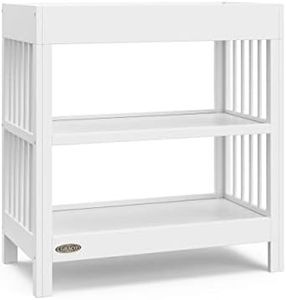 Graco Teddi Changing Table with Water-Resistant Changing Pad (White) - GREENGUARD Gold Certified, 2 Open Shelves, Includes Bonus Water-Resistant Changing Pad with Safety Strap
