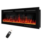 Arbolean 50 inch Electric Fireplace Recessed and Wall Mounted,750/1500W Heater and Linear Fireplace with Touch Screen Control Panel, Timer,Remote Control,Adjustable Flame Color and Speed