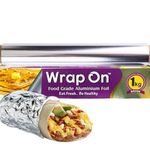 Wrap On Thick Aluminium Foil 1kg 18 Micron Roll for Food Packing with Cutter | Foil Paper for Food Wrap Roll 1 kg net | Silver Aluminum Foil Wrapping Paper Roll for Roti (Pack of 1).