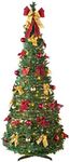 WeRChristmas Pre-Lit Pop Up Decorated Christmas Tree with 150 Static Warm LED Lights, Multi-Colour, 6 feet/1.8m