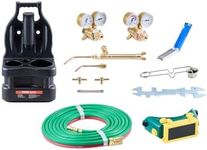 VEVOR Oxygen Acetylene Torch Kit, Gas Welding Torch Kit, 14PCS Portable Oxy Acetylene Brazing Set with 177'' Twin-Hose, 2 Welding Tips, Torch, 2 Regulators, Cylinder Holder (without Cylinder)