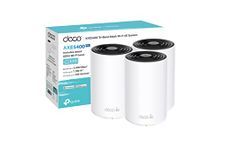 TP-Link Deco XE75 Pro AXE5400 Whole Home Tri-Band Mesh Wi-Fi 6E System, 1× 2.5 Gbps Port + 2× Gigabit Ports, AI-Driven Mesh, cover up to 2,900 ft2, Connect up to 200 devices, HomeShield, 8K, Pack of 3