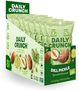 Daily Crunch Sprouted Almonds, 1.5 Ounce Mini, On-The-Go Bags, Sprouted and Dehydrated for a Unique Crunch, Keto Friendly, Non-GMO, Seed Oil & Salt Free (8 count, Dill Pickle)