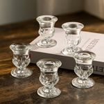 Romadedi Glass Taper Candle Holders - 10Pcs Clear Small Candlestick Holder Bulk, Thicker Glass Candle Sticks Set for Wedding Christmas Party Dining Table Table Centerpiece Decor