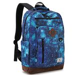 School Backpack, Vintage Work Travel Backpack for Men Water Resistant College Lightweight Book Backpack Women Teens VONXURY (Galaxy Blue)