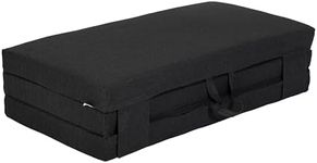 Fun!ture Double Foldable Z Bed Mattress | Indoor Portable Folding Sofa Bed | For Living Room & Bedroom | Great For Sleepover & Guests | Soft & Comfy Futon Set With Carry Handles (Black)