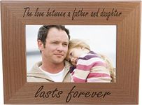 The Love Between A Father and Daughter Lasts Forever 4x6 Inch Wood Picture Frame - Great Gift for Father's Day Birthday or Christmas Grandpa Papa Husband by CustomGiftsNow