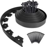 HOT SEAL No-Dig Landscape Edging Kit, Bonus Spiral Spikes, 2 Inch Tall Plastic Lawn Edging for Landscaping, Lawn, Yard, Flower Gardens Border (Black 40 FT)