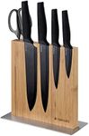 Navaris Magnetic Knife Block - Kitchen Storage with Strong Magnets for Knives & Utensils - Simple Modern Magnet Utensil Holder in Bamboo - 8.9" x 8.7"