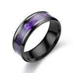 Bishilin Ring Band Vintage Wedding Ring 8MM Shell Flakes Wedding Engagement Band, Purple Black Size Z