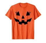 Jack O Lantern Face Pumpkin Eyelashes Hallowen Costume Funny T-Shirt