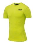 TCA Boys' Pro Performance Compression Base Layer Short Sleeve Thermal Top - Lime Punch, 12-14 Years
