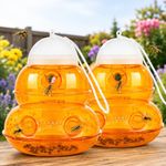 Wasp Traps 2 Pack – Reusable Transparent Hourglass Traps for Yellow Jackets & Hornets, Safe Chemical-Free Outdoor & Indoor Use for Garden, Patio & Home