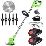 ORILEY 2-in-1 Wireless Trimmer & Lawn Mower Adjustable Height Grass Cutting Machine with 2 PCS 1500mAh Battery & Sharp Blades 25cm Width Rechargeable Weed Eater Edge Cutter for Lawns & Gardens