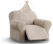 PAULATO BY GA.I.CO. Recliner Cover - Reclining Chair Slipcover - Soft Polyester Fabric Slipcover - 1-Piece Form Fit Stretch Furniture Protector - Jacquard 3D - Beige Vento (Recliner Cover)
