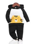 Kwikk Fancy Dresses Animal Tiger Fleece Tracksuit Full Sleeves T-Shirt and Pant Set for Baby Printed Sweatshirt Boys and Girls Winter Clothing Set Black (2-3 Year)
