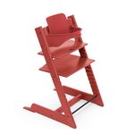 Tripp Trapp High Chair from Stokke with Baby Set, Warm Red - Adjustable, Convertible Chair for Children & Adults - Ergonomic & Classic Design