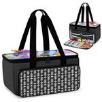 YARWO Knitting Yarn Bag, Crochet Tote with Pocket for WIP projects, Knitting Needles(Up to 14”) and Skeins of Yarn, Black with Arrow