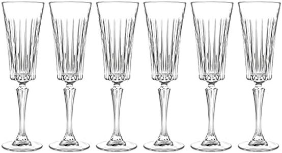 Toasting Flute Glass -Champagne - Flutes - Set of 6 Flute Crystal Glasses - Wedding Toasting Flutes - Designed - 7 oz - by Barski - Made in Europe