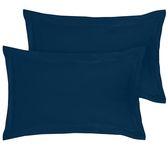 Royale Linens Pillow Shams 2 Pack King Size 20x36 Inch - Brushed 1800 Microfiber - Bed Pillow Shams, Wrinkle & Fade Resistant Super Soft and Cozy - Back Overlap Closure - Oxford Pillowcase (King,Navy)