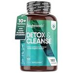 Detox & Cleanse - 180 Capsules - 2 Months Supply - High Strength & Vegan - Prebiotics & Probiotic Complex - with Calcium for Digestive Enzymes (EFSA) - Colon Cleanse Tablets Alternative