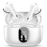 Wireless Earbuds, Bluetooth Headphones 5.3 HiFi Stereo, Wireless Earphones with ENC Noise Cancelling Mic, IP7 Waterproof in Ear Wireless Headphones, Touch Control, LED Digital Display Ear Buds White