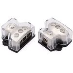 2Pcs TuoLauthon 3 Way Power Distribution Block 1x 0 Gauge in 3X 4 Gauge Out Amp Power Distribution Ground Distributor Connecting Block for Car Amplifier Audio Splitter