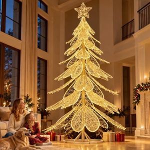 LEVELEVE 10.6FT 3D Aluminum Frame Snow Tree with Star Topper