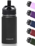 Hydrate Water Bottle for Kids - 14oz - Insulated Thermal Bottles - Keep Drinks Cold or Warm for 6-12hrs - Tumbler for Toddler with Straw Lid - Leak Proof - Kids Water Bottles - Black