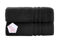 Pack of 2 Extra Large Premium Super Jumbo Bath Sheet 100 x 200 cm – Premium 100% Egyptian Cotton Quick Dry Highly Absorbent Luxury Bath Sheets Towels 600-GSM (BLACK)