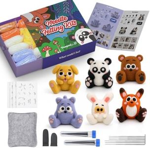 yuegool Needle Felting Kit Beginners, 6 Sets Exclusive Animals Wool Craft
