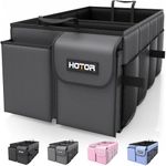 HOTOR Trunk Organizer - Car Organizer, Foldable Trunk organizer for SUVs & Sedans, Car Accessories, Tools, Sundries, 2 Compartments - Enlarged Size, Black