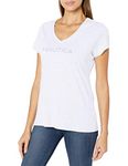 Nautica Women's Easy Comfort Supersoft 100% Cotton Classic Logo T-Shirt, Bright White, Medium