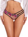 Avidlove Women's Underwear Cut Out Panties Embroidery Bikini Panties Pink L