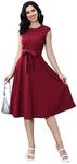 Malco Modes Chic Vintage Cocktail Dresses for Women | Classic 1950s Dresses for Women Burgandy Party Swing Dress, Burgandy, Medium