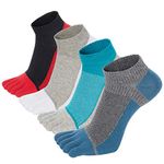 VWELL Men's Toe Socks Cotton Crew Five Fingers Socks Low Cut Running Athletic Socks 4 Pairs Size 8-11