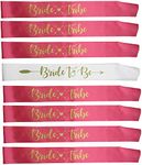 Party Propz Bride To Be Sash- 6 Pcs, Pink White Bridesmaid Sash | Team Bride Sash | Bachelorette Party Decorations | Satin Bride To Be Decoration Set Combo | Bride To Be Accessories | Bridesmaid Gifts