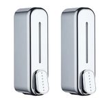 BATH GURU Abs Wall Mounted Shampoo Sanitizer Lotion Hand Dish Wash Gel Liquid Soap Dispenser for Bathroom Kitchen Pack of 2 (350 Ml, Chrome)