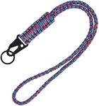 LAREDTREE Heavy Duty Paracord Lanyard Keychain, Paracord Necklace Cell Phone Keychain Whistles Wrist Braided Strap for Men Women Outdoor Activities, Camera, Traveling(Blue Purple)