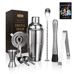 Esmula Cocktail Shaker Set 8 Piece, 18oz Stainless Steel Bartender Kit Professional Martini Mixing Bartending Kit Combination, Home Stylish Bar Tool Set