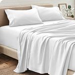 Gorayoo Bedding Flat Bedsheets Queen Size Egyptian Cotton - 800 Thread Count Pocket Long Staple Sateen Weave Flat Sheet with 2 Pillowcover - White