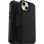 OtterBox Strada Case for iPhone 14, Shockproof, Drop proof, Premium Leather Protective Folio with Two Card Holders, 3x Tested to Military Standard, Black - Non-Retail Packaging