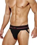 Casey Kevin Men's Jockstrap Sexy Underwear Athletic Supporter Sports Briefs with Leg Strap Black M