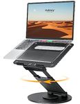 NULAXY Swivel Laptop Stand for Desk with 360 Rotating Base, Adjustable Height up to 20", Ergonomic Laptop Riser Holder Computer Stand Compatible with MacBook All Laptops Computer 10-17", Black