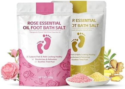 Rose Oil Foot Soak with Epsom Salt, Ginger Essential Oil Foot Soak - For Toenail Repair, Athletes Foot, Softens Calluses, Soothes Sore & Tired Feet, Nail Discoloration, odor Scent, Spa Pedicure Care, pack of 2 (rose and ginger)