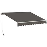 Outsunny 3 x 2m Manual Window Awning Canopy Garden Outdoor Shelter Patio Sun Shade UV Blocker Light Weight Aluminium Frame w/Hand Crank Grey