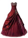 Vantexi Women's Strapless Taffeta Quinceanera Dress Prom Gown Burgundy 26